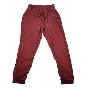 SO Jogger Pants High Rise Paperbag Waist Rust Red Casual Medium